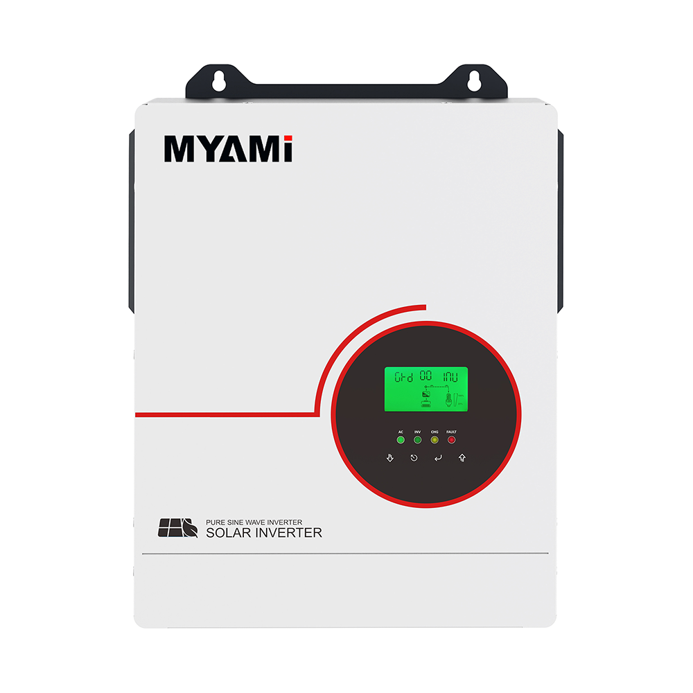 MYAMI 3.3KW 3000W Hybrid Solar Inverter Pure Sine Wave with 120A MPPT Support AC Charge 24V DC to AC 110V for Home/RV/Farm