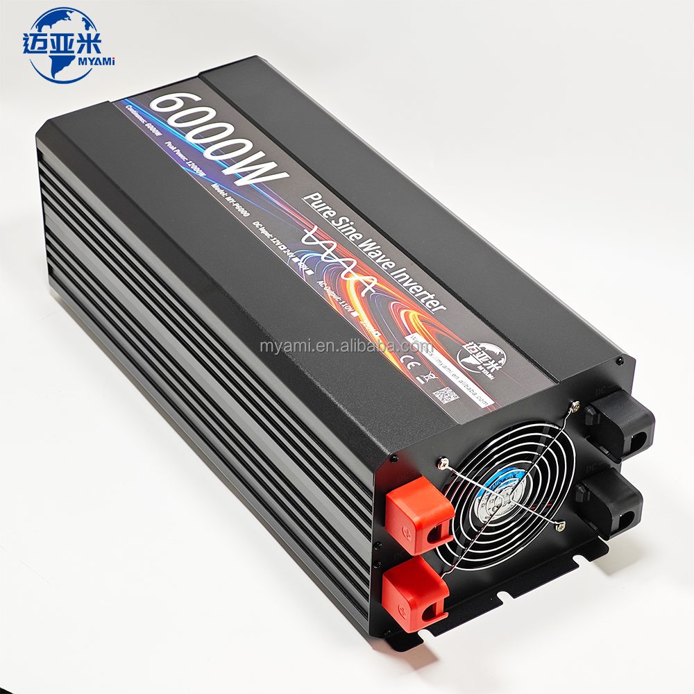 MYAMi 6000W UPS Pure Sine Wave Power Inverter 12V 24V 48V to 220V Single Phase LCD Display with Charger for Home Use