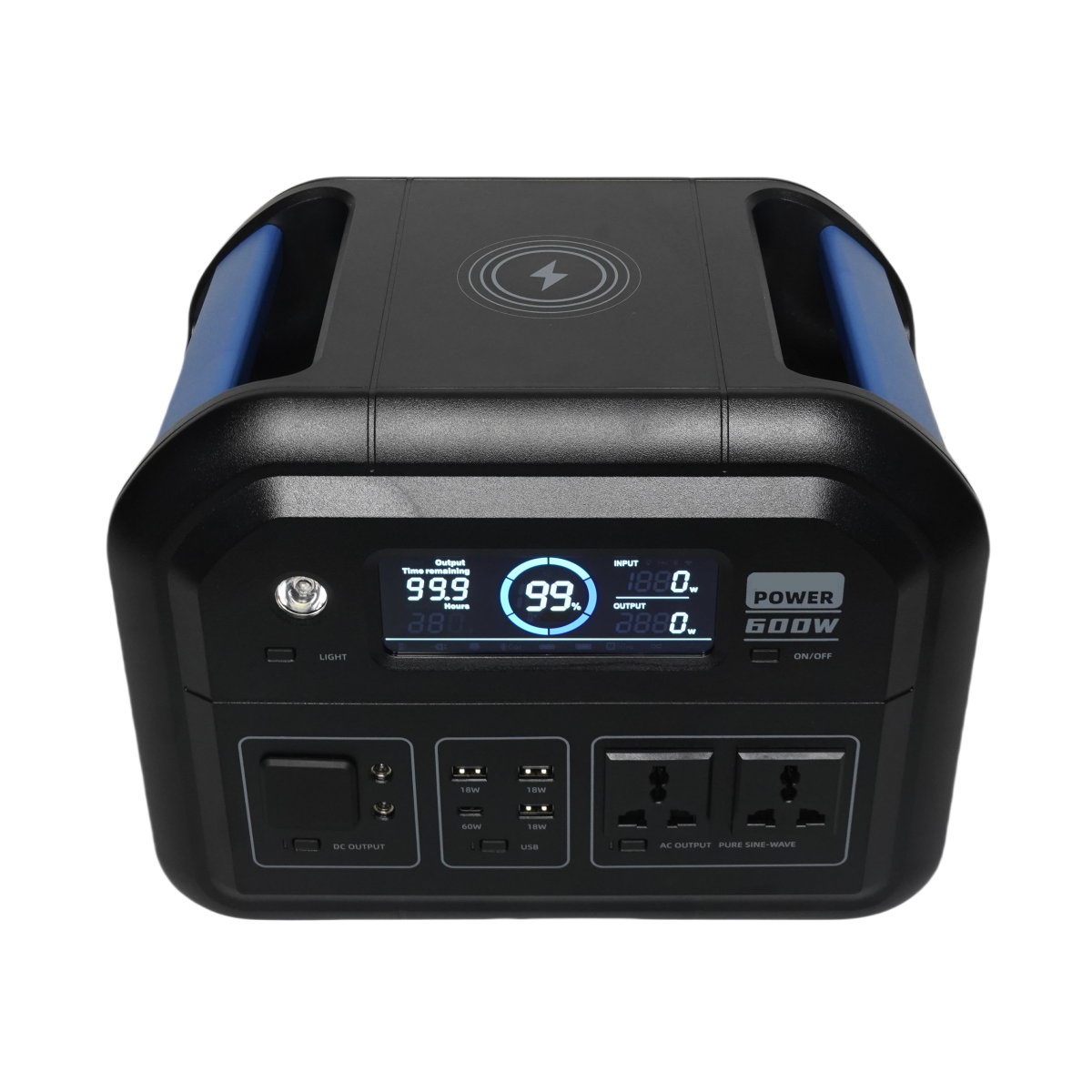 Camping Power Stations 600W Portable Power Source with USB Type-c 110V/220V Sine Wave Solar Outdoor