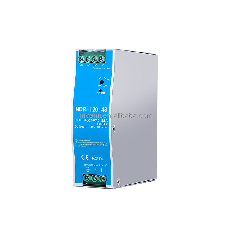 NDR-120 Series 120W DC Din Rail Switching Power Supply AC to DC 12V 24V 48V 2.5A 5A 10A"