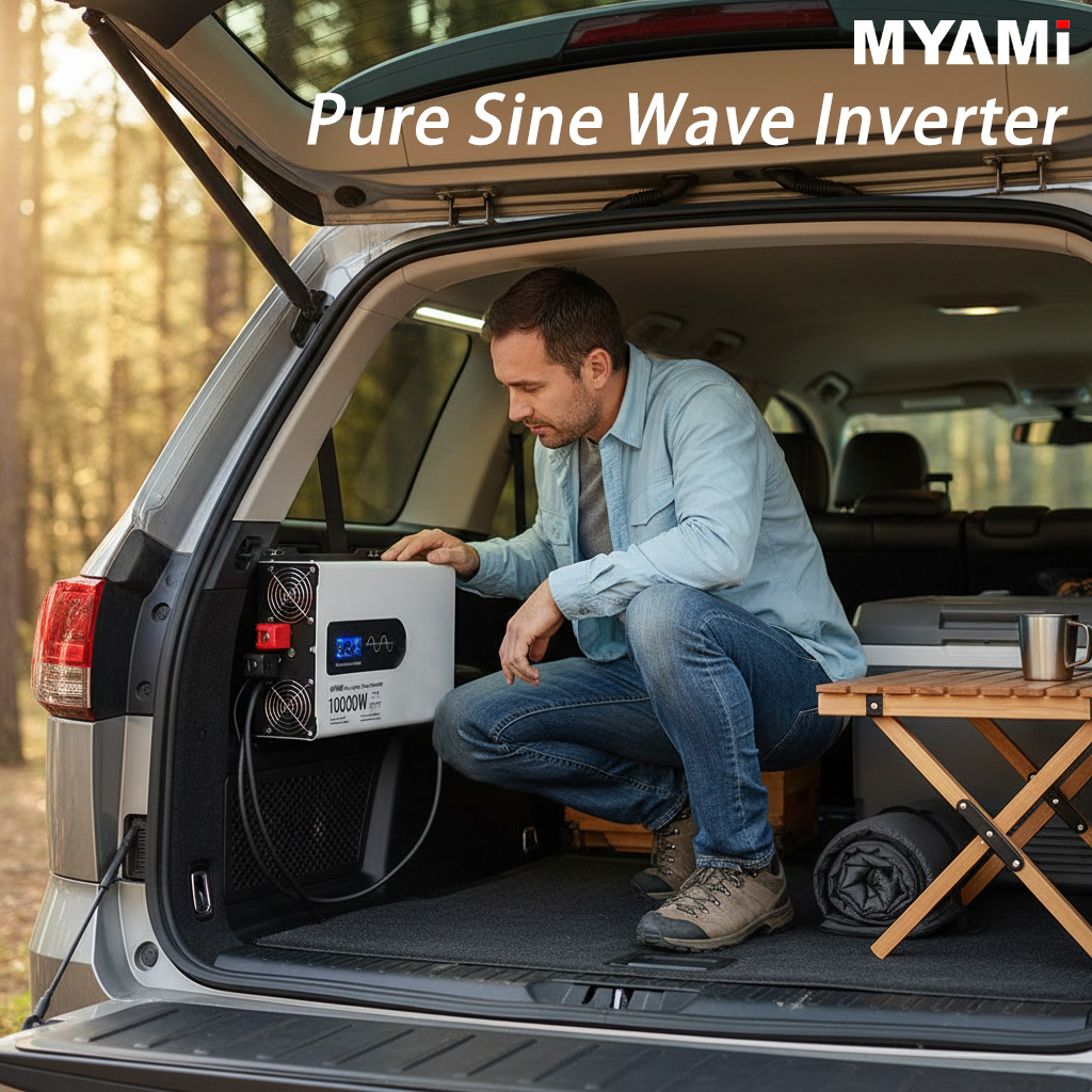 MYAMi 5000W/10000W 24V/48V/60V Pure Sine Wave Power Inverter DC to AC Converter 110V 220V LCD Display Single Phase for Home/Car