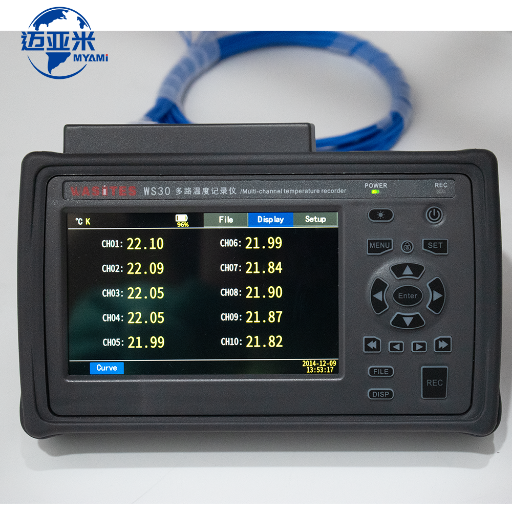 MYAMi Handheld Multi Channel Paperless Recorder Support K J E T N S R B Thermocouple 10-Channel Temperature Tester