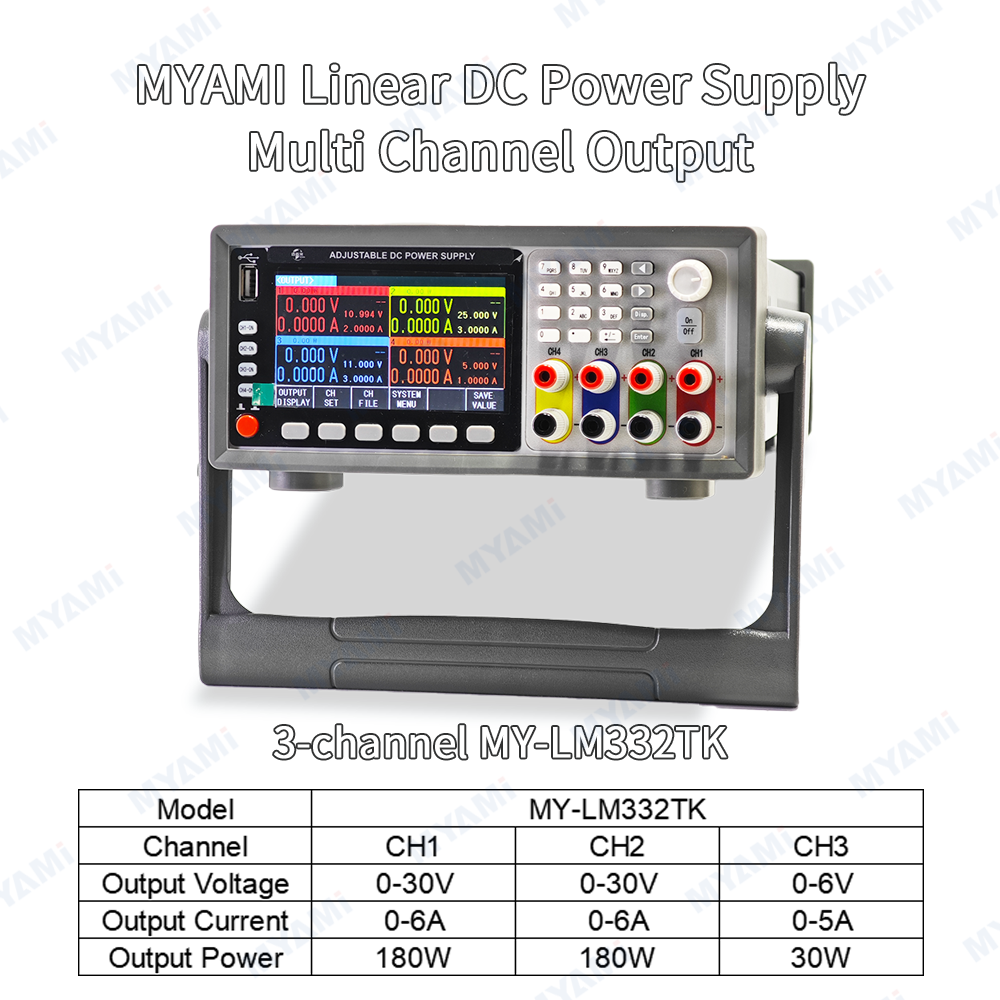 MYAMi 6V 10V 30V 60V Multi-channel Programmable Linear DC Power Supply 3/4 Channels Output 3A 5A 6A Adjustable High Reliability