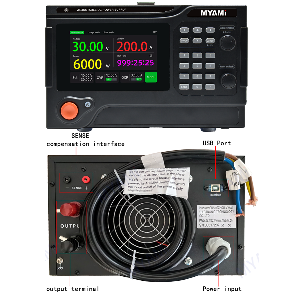 Limited Time Promotion MYAMi 6kW High-power Programmable Lab Adjustable Bench Regulated DC Power Supply 30V200A 60V100A 600V10A