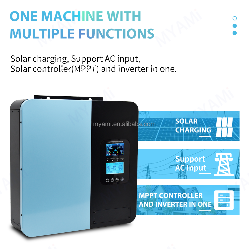 MYAMi 5KW 24-96V Pure Sine Wave Hybrid Solar Inverters with 60A MPPT Solar Charge Controller All-in-One Machine for Solar System