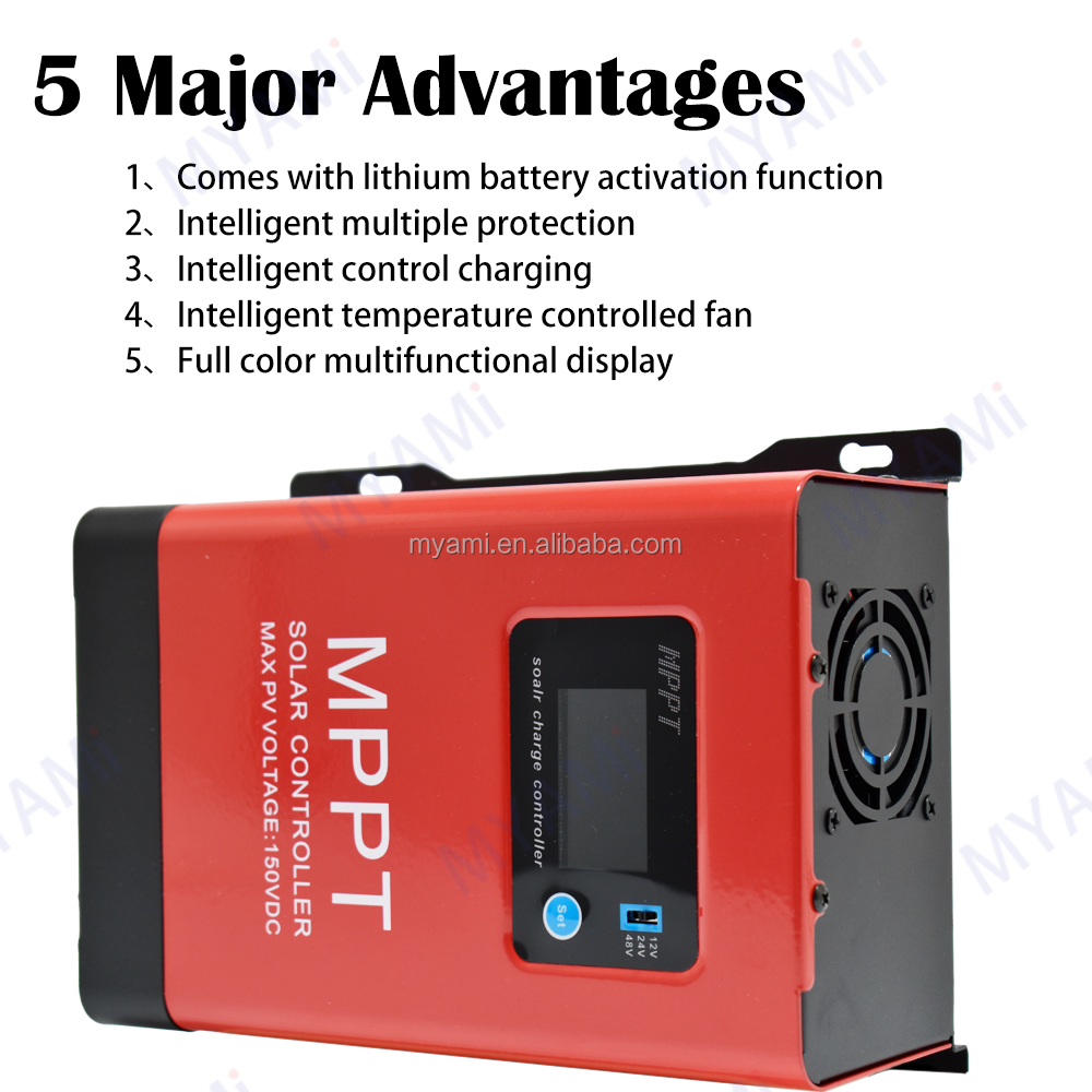 MYAMI 120A 100A 60A 30A MPPT Solar  Charge Controller 12V 24V 48V LCD Display Max 230V/150V PV for Home Solar Energy System