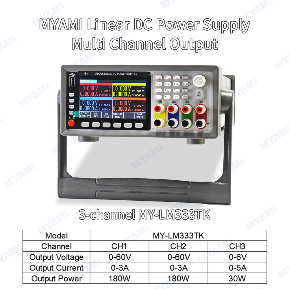 MYAMi 6V 10V 30V 60V Multi-channel Programmable Linear DC Power Supply 3/4 Channels Output 3A 5A 6A Adjustable High Reliability
