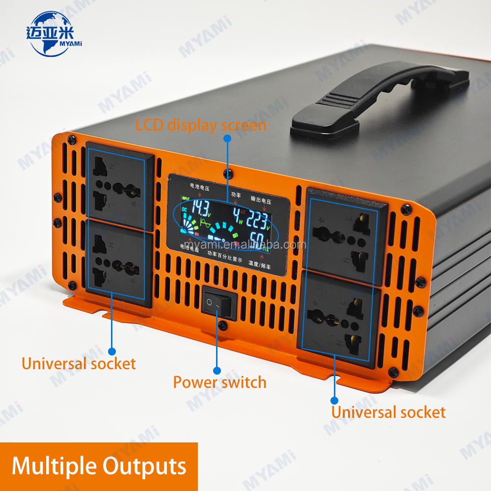 Top Selling MYAMi 10000W 6000W 5000W 3000W 2000W 1000W Pure Sine Wave Power Inverter Dual Output 12V/24V/48V to 110V/220V Home