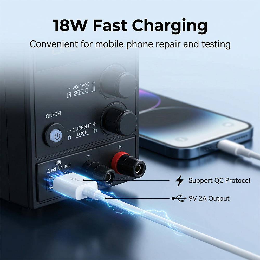 MYAMi MY-K3010MF 30V 10A Benchtop Lab DC Regulated DC Power Supply Adjustable Digital Display for Laboratory/Test/Mobile Repair