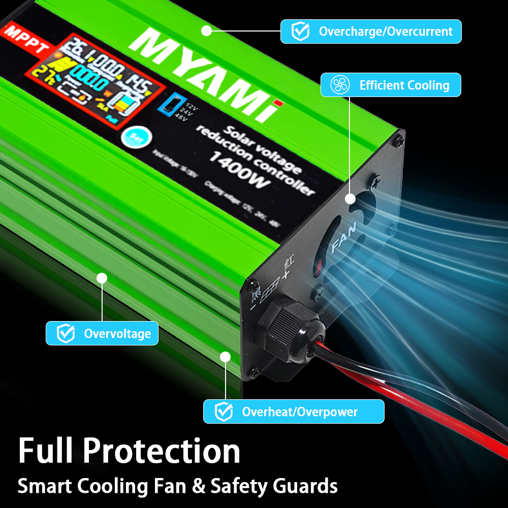 MYAMi Régulateur Mppt Lithium Battery Charger 12v 24v 48v Regolatore Mppt Charger 25A 30A 60A 100A Solar Charge Controller 150V