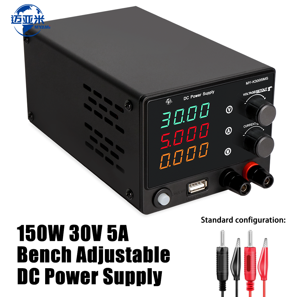 MYAMi 150W 30V 5A Adjustable to 12V LED Bench Laboratory Variable Voltage DC Regulated Power Supply for Mobile Phone Repair