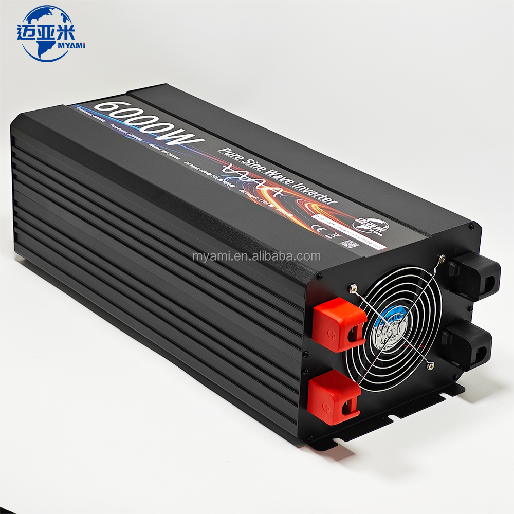 MYAMi 6000W UPS Pure Sine Wave Power Inverter 12V 24V 48V to 220V Single Phase LCD Display with Charger for Home Use