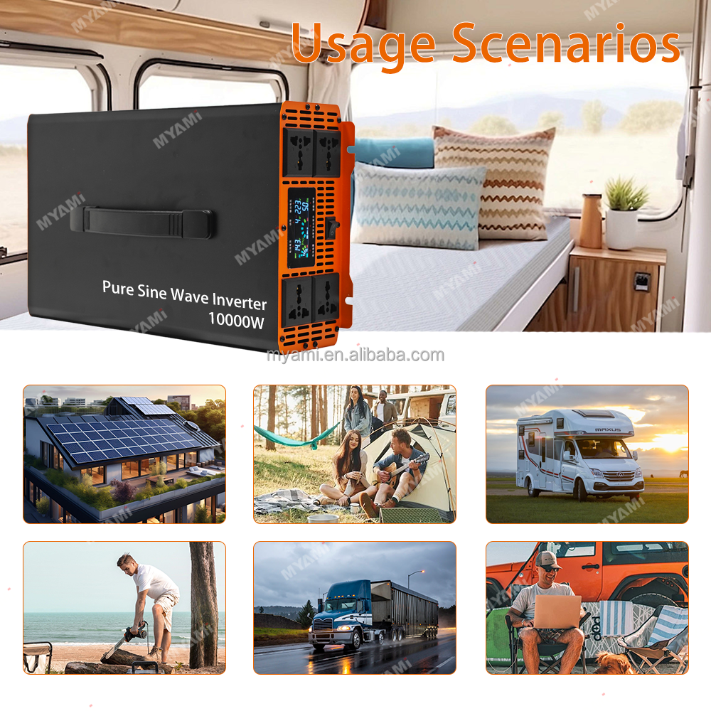 Top Selling MYAMi 10000W 6000W 5000W 3000W 2000W 1000W Pure Sine Wave Power Inverter Dual Output 12V/24V/48V to 110V/220V Home