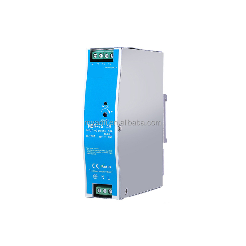 Factory Price DIN Rail Power Supply NDR 75W 12V 24V 48V 5A Output Current