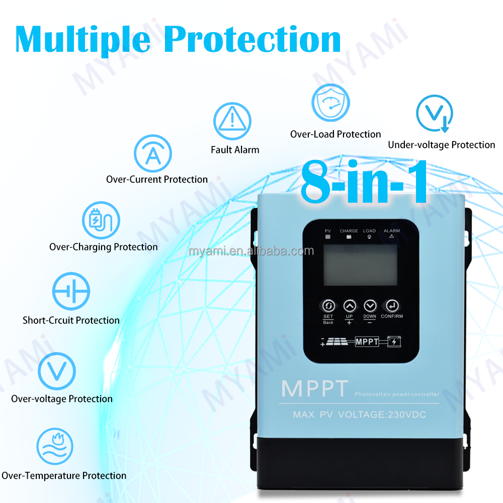 MYAMi MPPT Solar Charge Controller 30A 60A 120A LCD Display for 12V 24V 36V 48V 96V Auto Regulator for Solar Panels Controller
