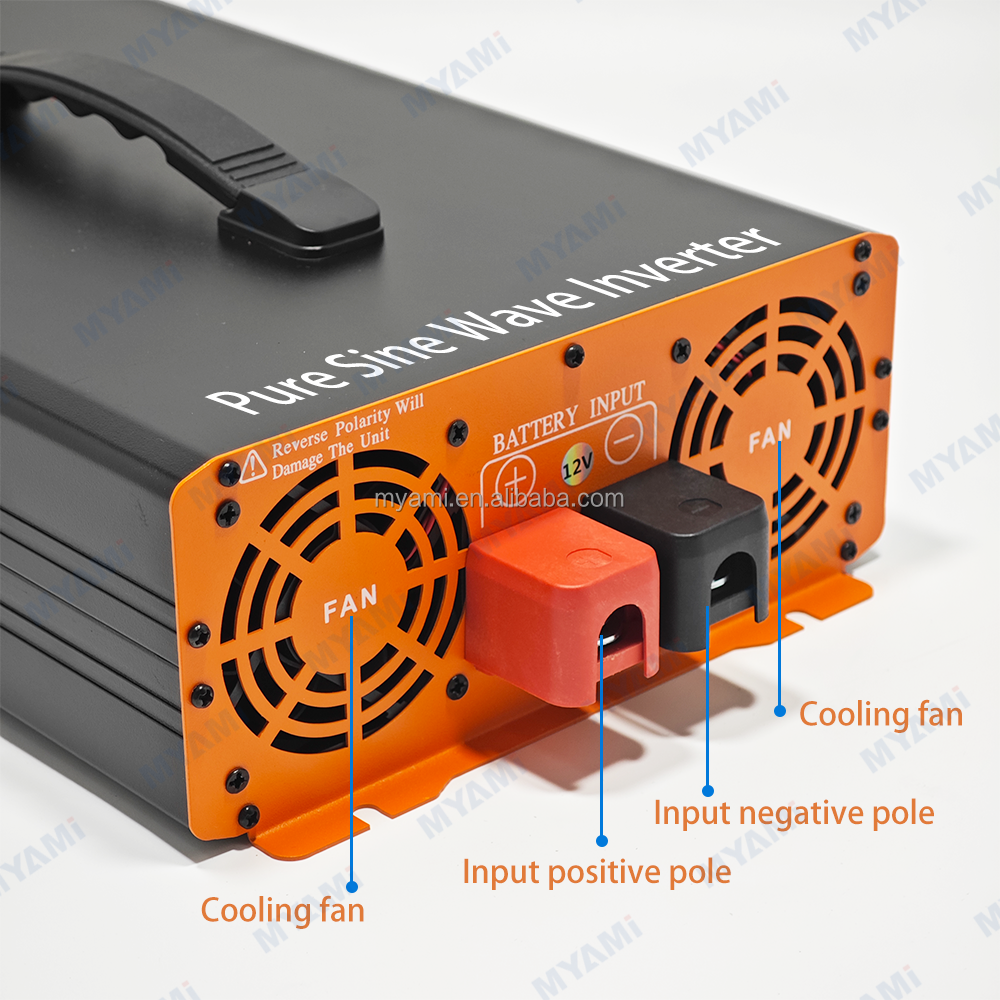 MYAMi Pure Sine Wave Power Inverter 3000W 3.3KW 12V 24V 48V 72V DC to AC 110V/220V Dual Output LCD Display for Electric Vehicle
