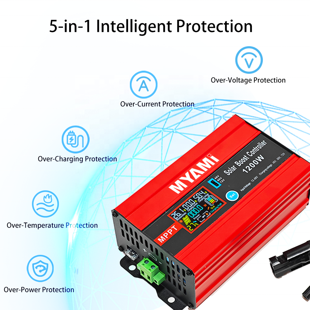 MYAMi 1200W MPPT Solar Charge Controller 30A 72V/60V/48V 99% Tracking 98% Conversion CE Certified 12Month Warranty for RV/Solar