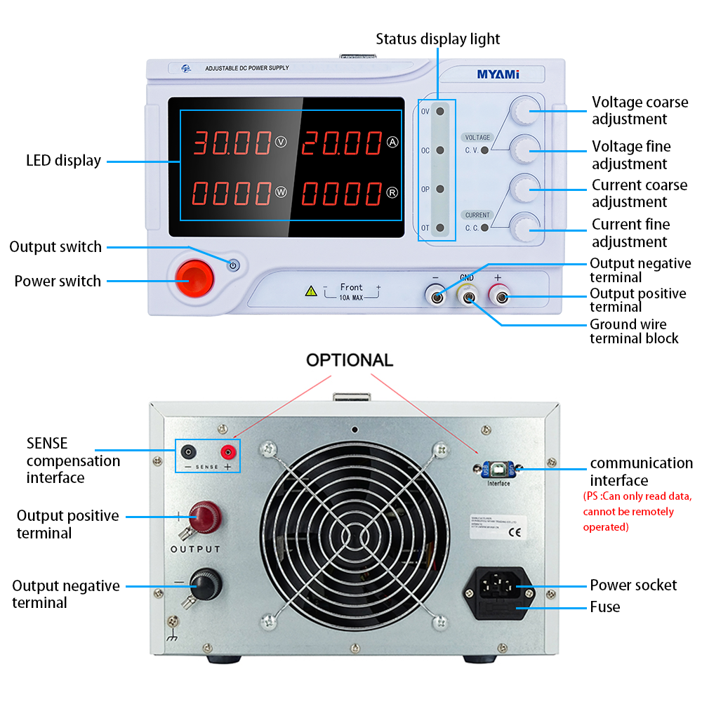 MYAMi 60V 10A 15A 20A 30A 600W 900W 1200W 1800W High Power Voltage Regulators Stabilizers AC to Dc Power Supply for Laboratory