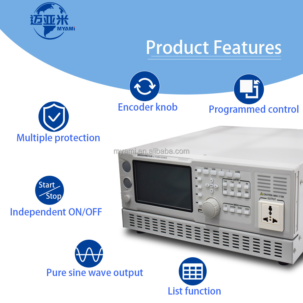 MYAMI Single Phase 300V/600V 2KVA/3KVA AC Power Supply 45Hz/400Hz Variable Frequency Desktop Bench Industrial Power Supplies