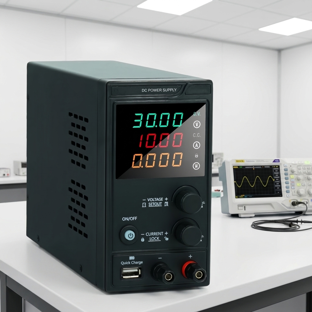 MYAMi Single Output 30V 10A 300W Bench DC Adjustable Power Supply Variable for Lab Repair DIY School Use & Battery Charging