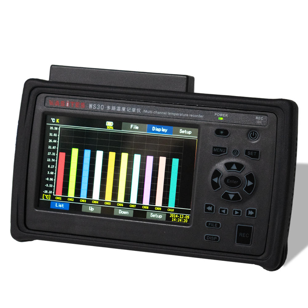 WS30 Temperature Data Logger 10 Channels Temperature Detector Support K J E T N S R Type Thermocouple for Laboratory