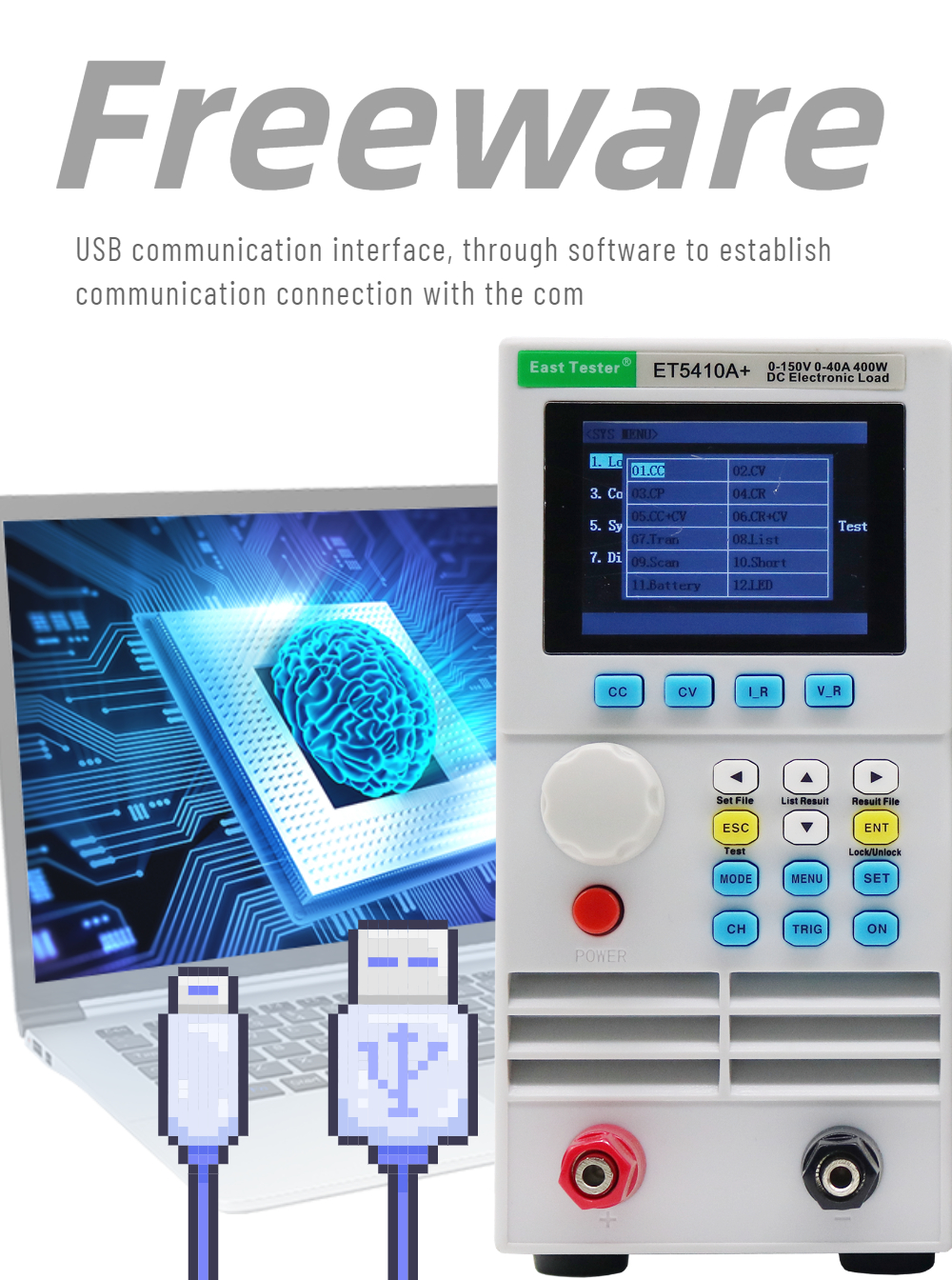 ET5410A+ Programmable Single-Channel DC Electronic Load Testing DC Tester 150V40A 400W Battery Tester for Automotive Electronics