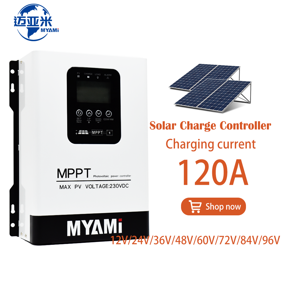 MYAMI 120A 60A 30A MPPT Solar Charge Controller 12V-96V 48V Max 230V PV Input High Efficiency Solar Charger for LiFePo4 Battery
