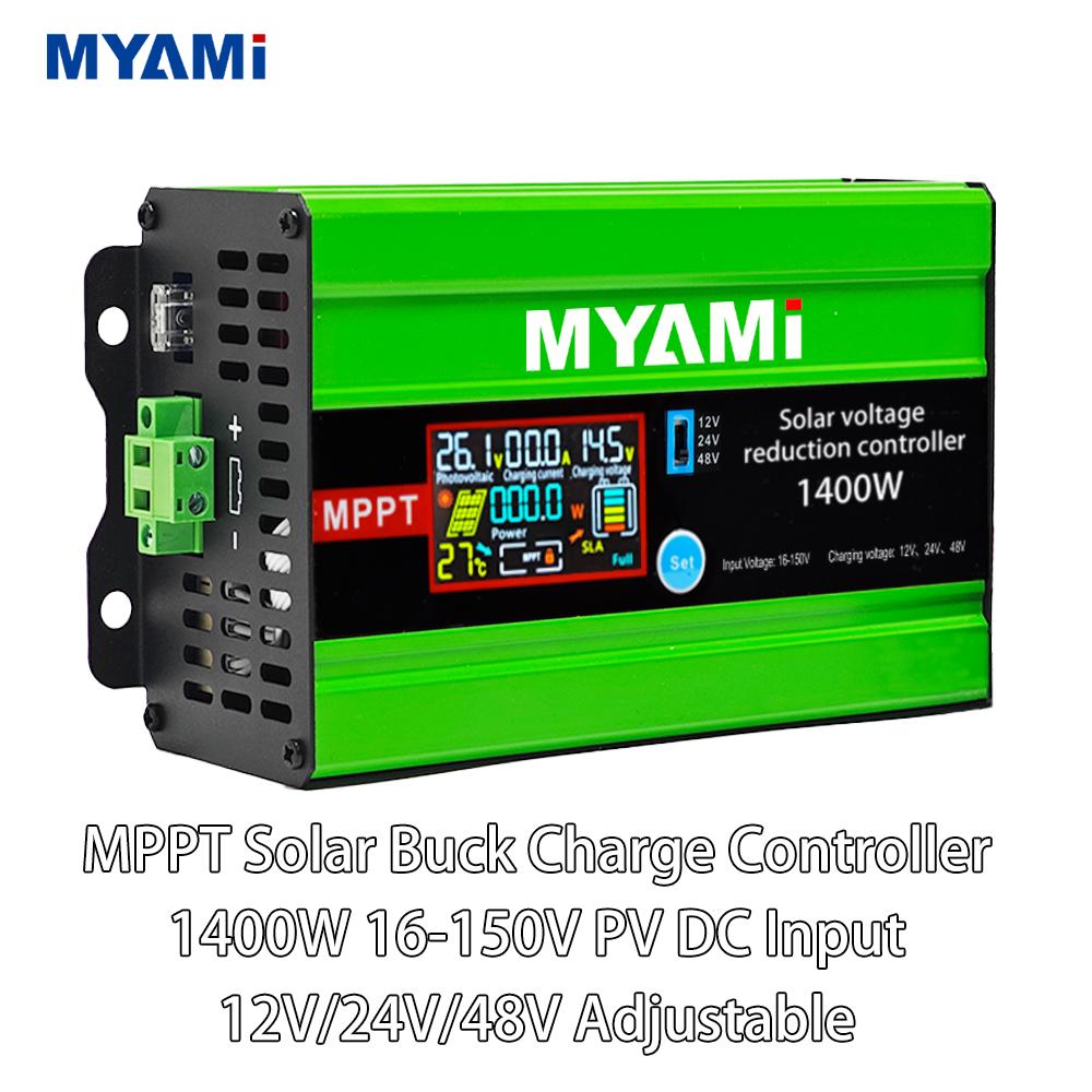 MYAMi 1400W 12V 24V 48V 25A MPPT Solar Buck Charge Controller Max 150V PV Input LCD Display Solar Voltage Reduction Controller