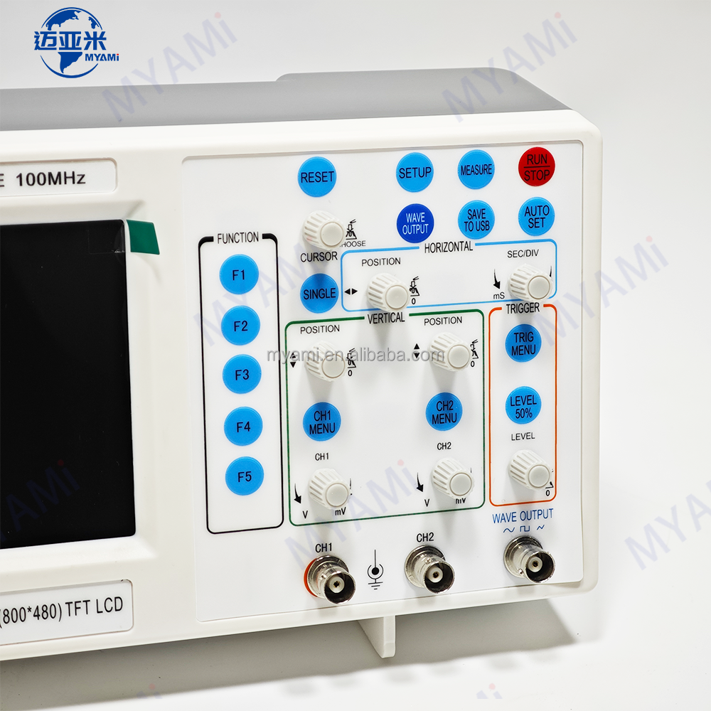 MYAMi 2 Channel 100mhz Digital Oscilloscope Dual Channel 100MHz Laboratory Testing Frequency Oscilloscope with Usb for Students