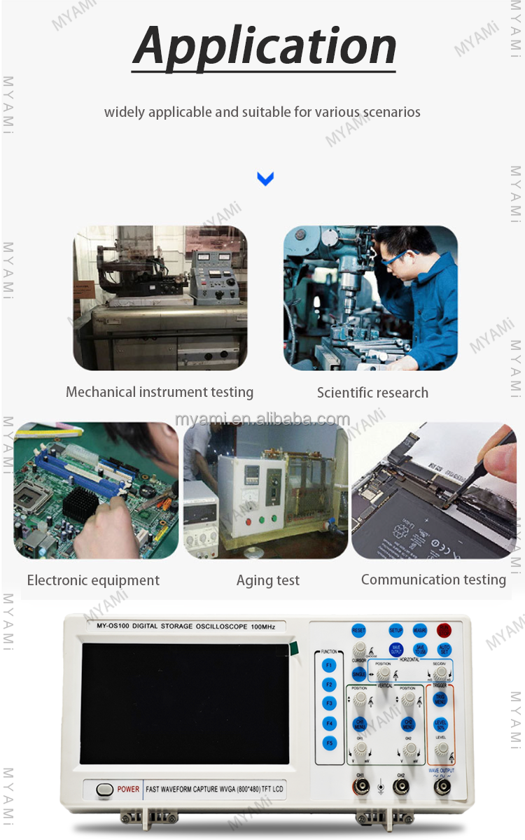 MYAMi Students 2 Channel 100mhz Digital Oscilloscope Dual Channel USB Frequency Teaching Oscilloscope for Laboratory Testing