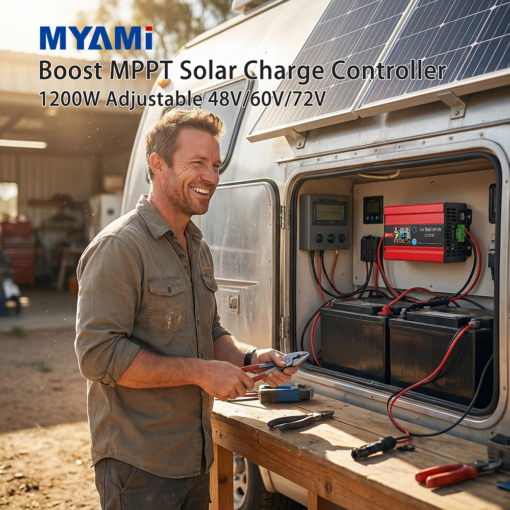 Cheap Price MYAMi Adjustable 48V 60V 72V 1200W MPPT Solar Boost Charge Controller,12V-60V Max 30A PV Current Input,LCD Display