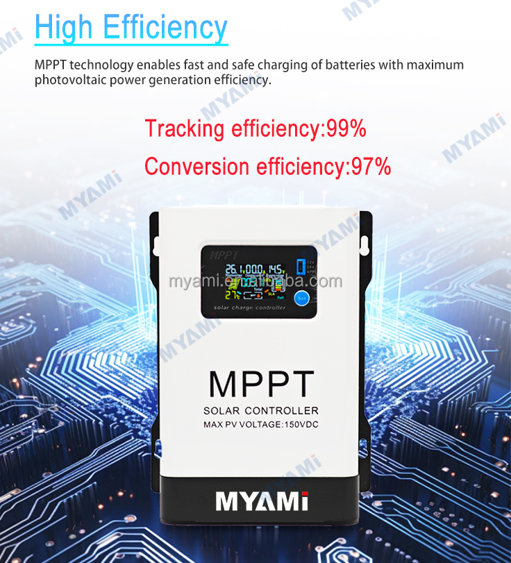 MYAMi PV Regulator 60A 100A 60amp 100amp 12V/24V/36V/48V Solar Controller Solar Panel 150V Input MPPT Solar Charge Controller