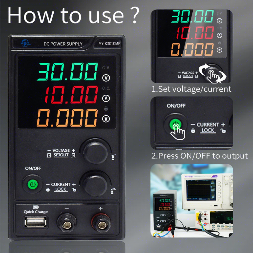 MYAMi 300W 0-30V 0-10A Variable Desktop Lab Dc Power Supply 30V 10A Adjustable Regulated Switching Power Supply for Phone Repair
