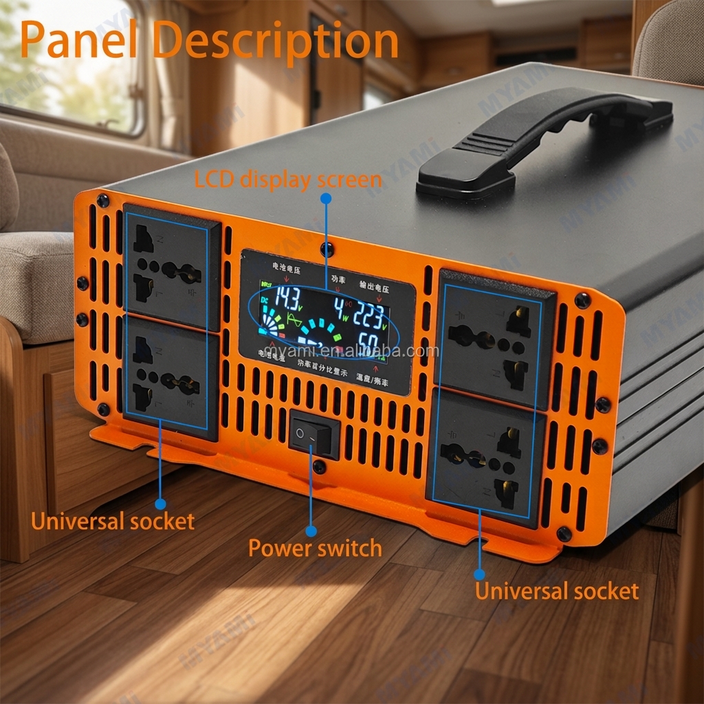 MYAMi 5000W 4000W 3000W 2000W 1000W Single Phase Dual Output Pure Sine Wave Power Inverter 12V 24V 48V DC to AC Converter for RV