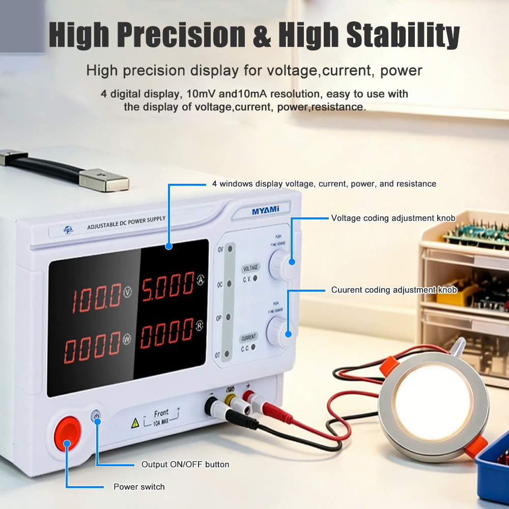 MYAMi 30V30A 50V30A 60V30A 900W 1500W 1800W 30 Amp 30V 50V 60V Adjustable Benchtop DC Regulated Power Supply Variable for Lab