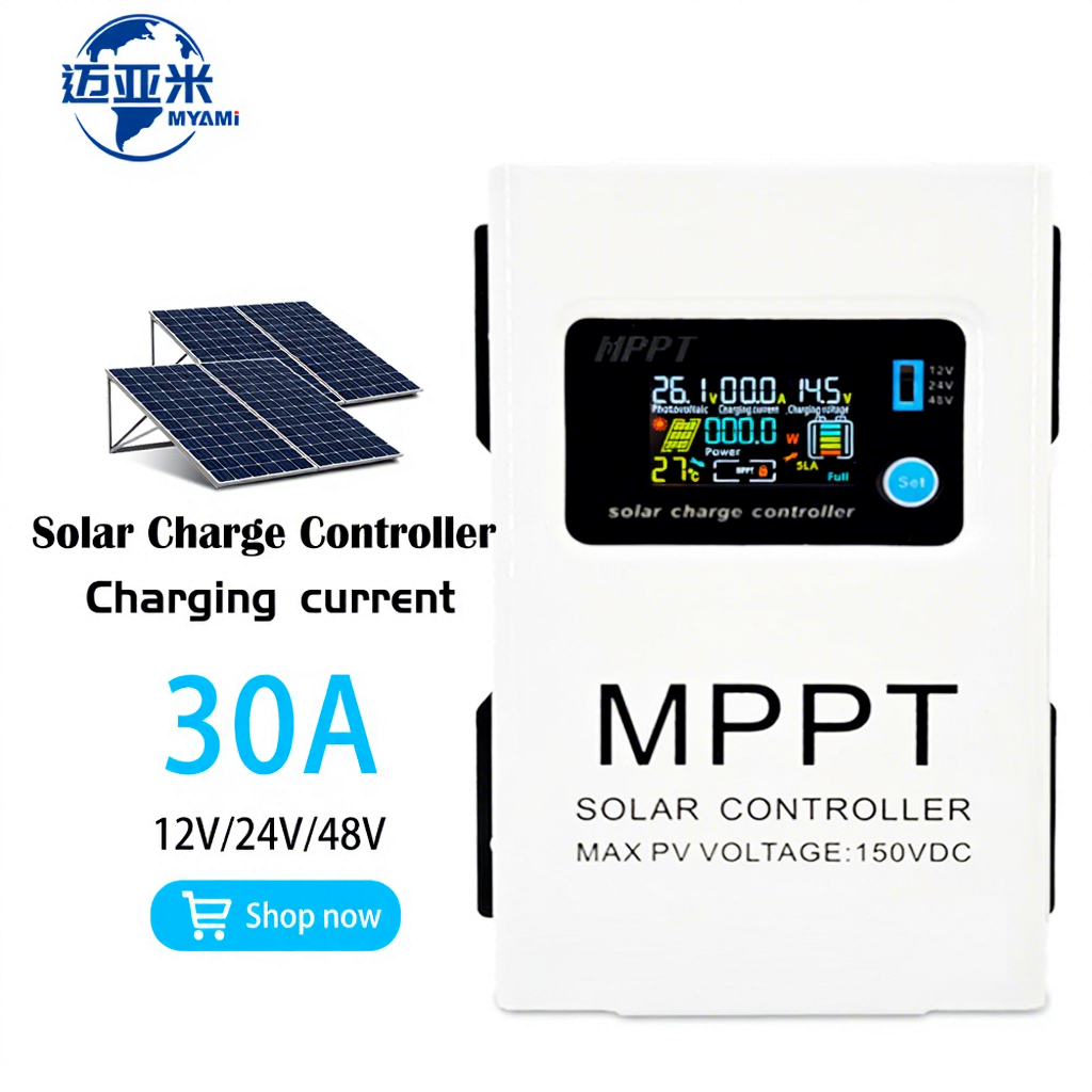 Hot Selling MYAMi 30a True MPPT Not PWM Solar Buck Charge Controller 12V 24V 48V Adjustable Max 150V PV Input for Off-grid Solar