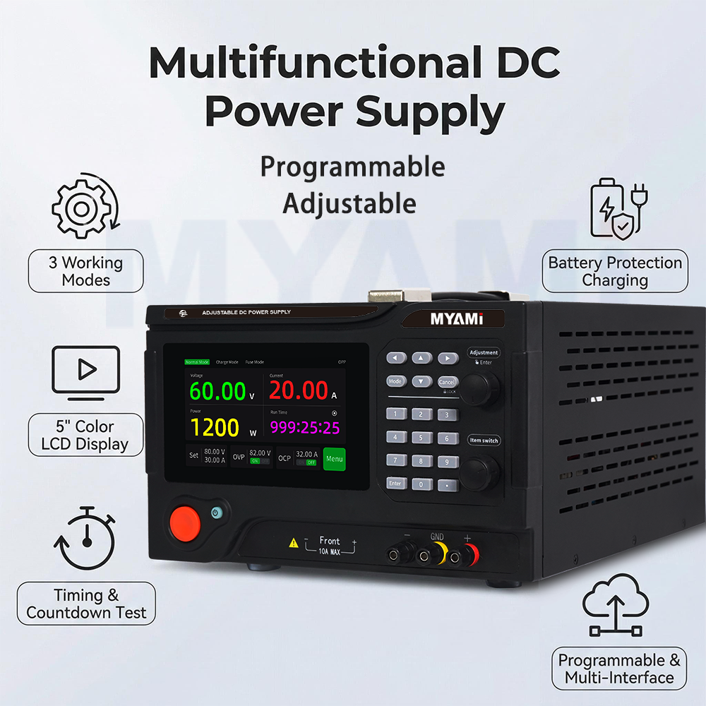 MYAMi 6000W 30V 200A 60V 100 Amps 600V 10A 6KW High Power High Voltage Bench Programmable DC Power Supply Adjustable Digital LED