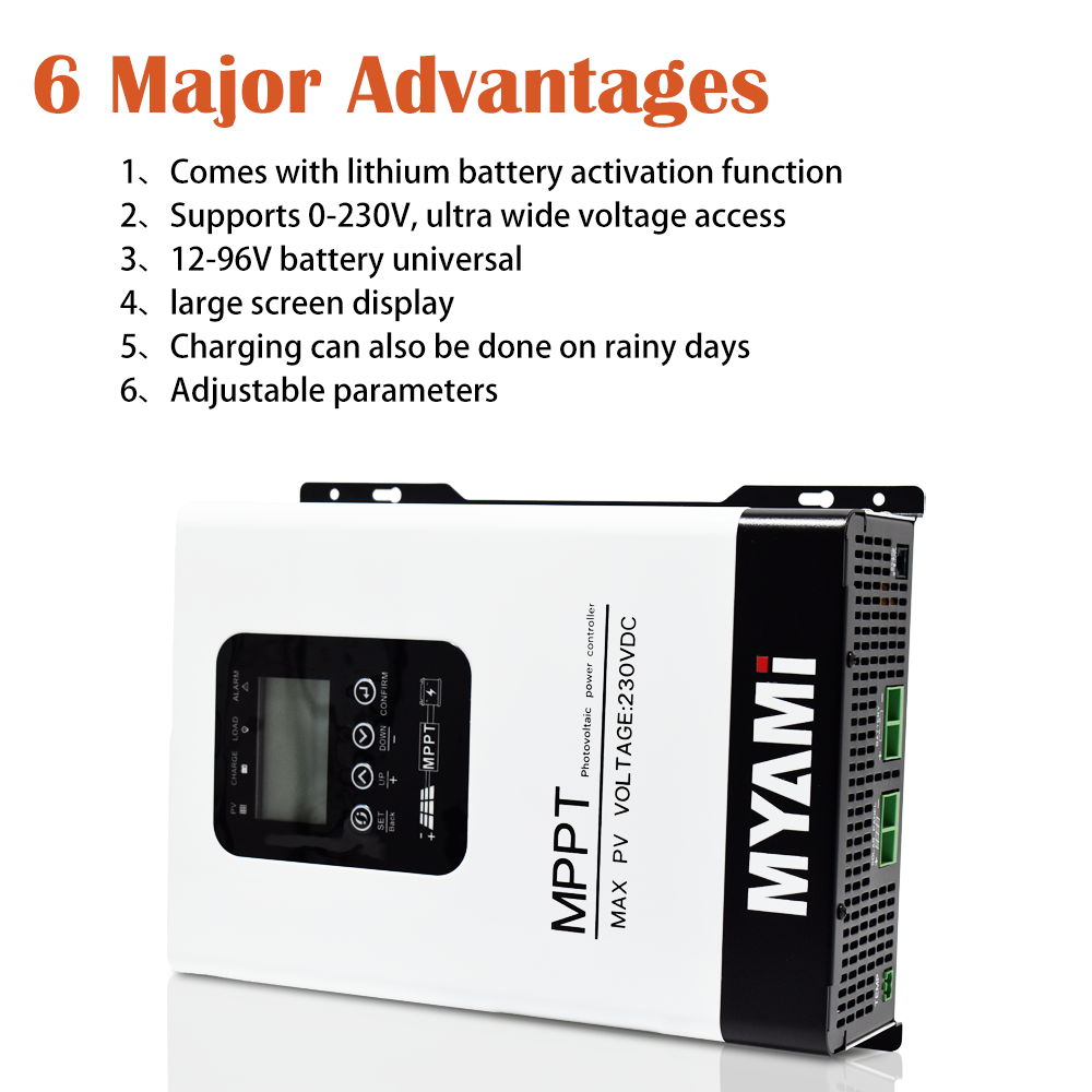 MYAMI 120A 100A 60A 30A MPPT Solar  Charge Controller 12V 24V 48V LCD Display Max 230V/150V PV for Home Solar Energy System