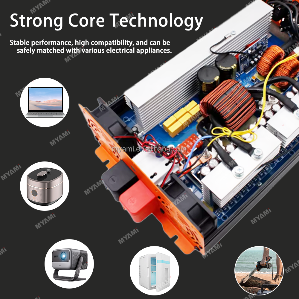MYAMi 3.3Kw 3300W 12V 24V 48V 60V 72V 96V DC to AC 110V 220V PURE SINE WAVE Power Inverter Dual Output for Home/Car/RV/Truck