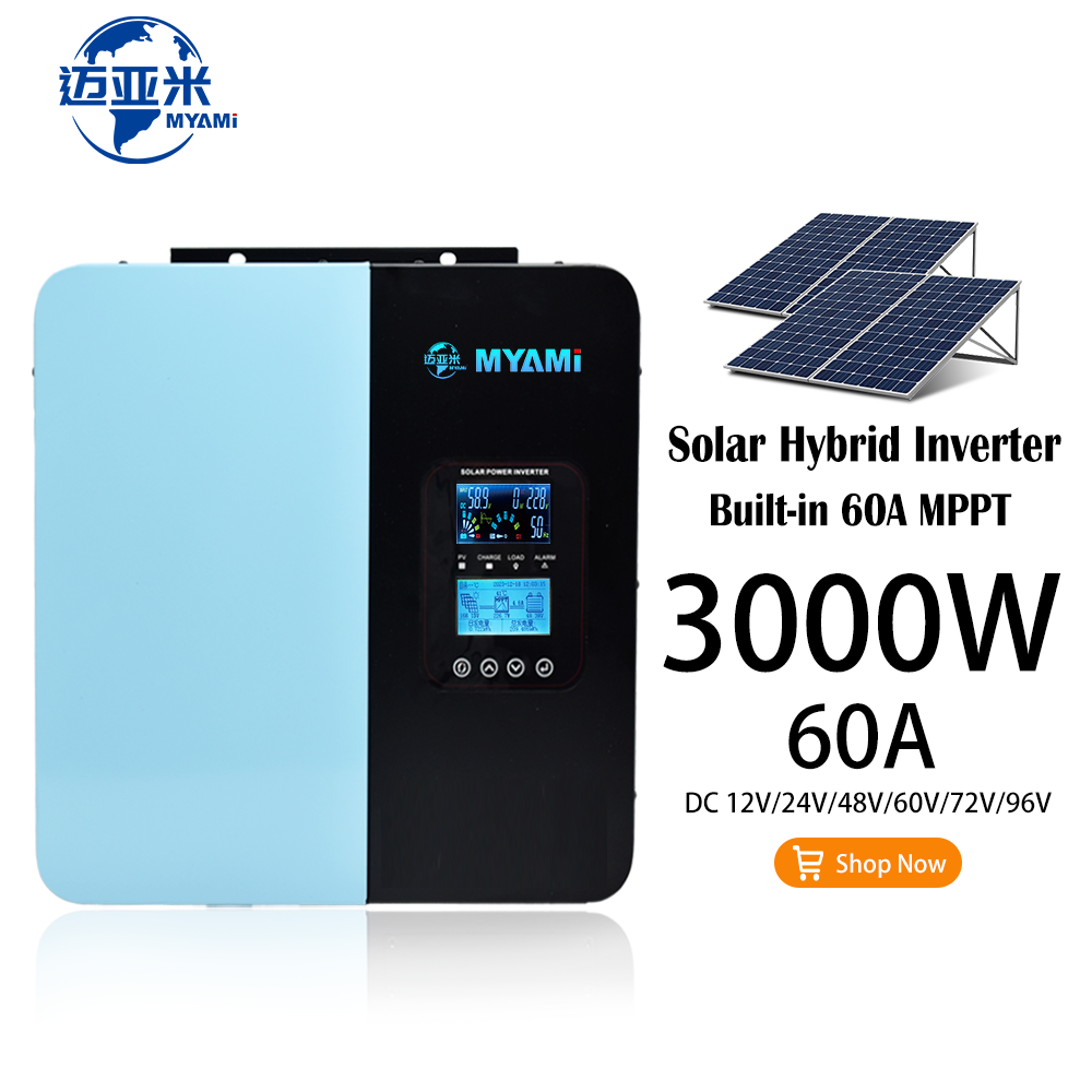 Low Price MYAMi 3000W 3Kw 3000watt Off-grid Hybrid Solar Inverter Pure Sine Wave Output 12V 24V 48V 60V 72V 96V 110V 220V 60Hz
