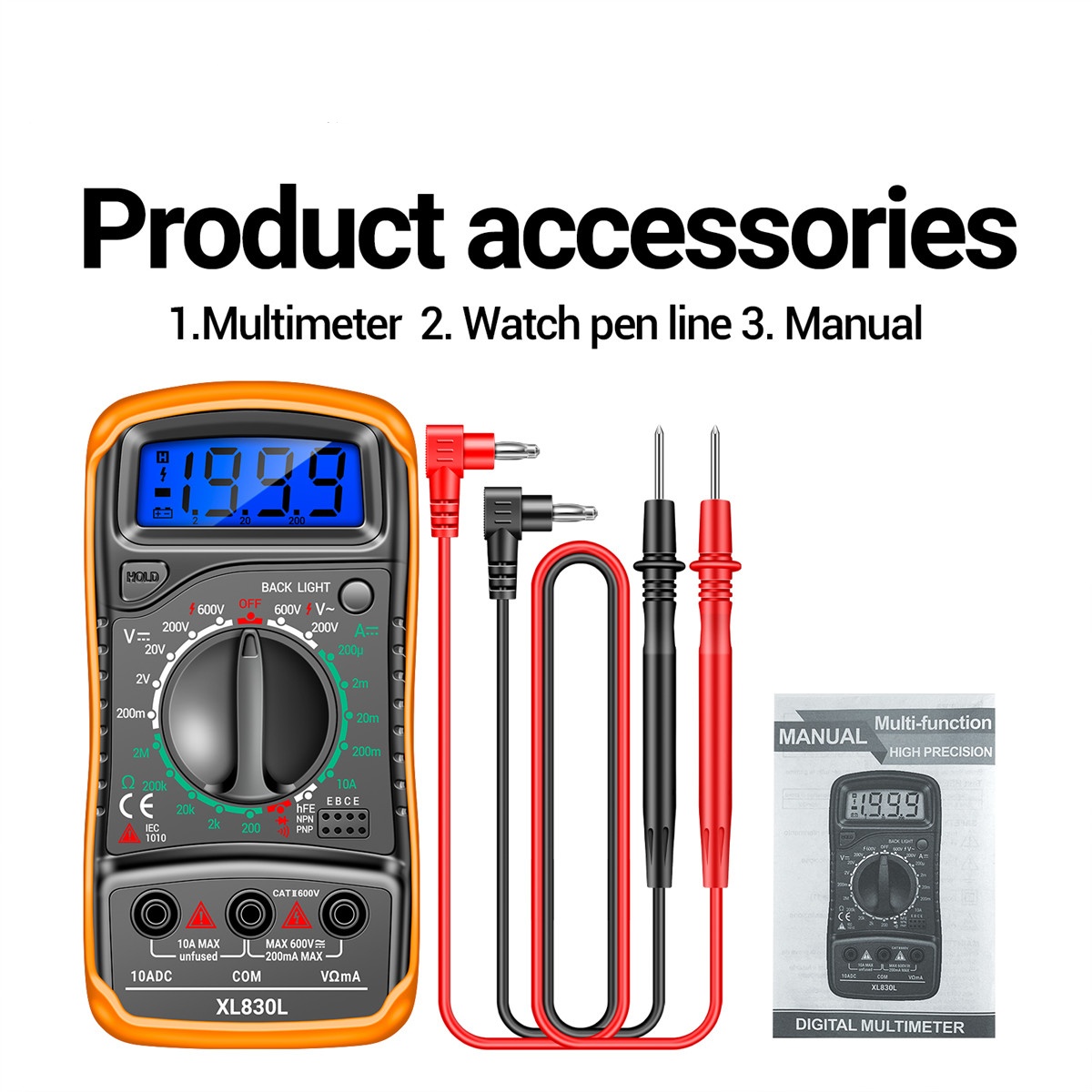 High-Precision Portable Digital Multimeter with Universal Strap and Backlight Electrician's Multifunctional Instrument
