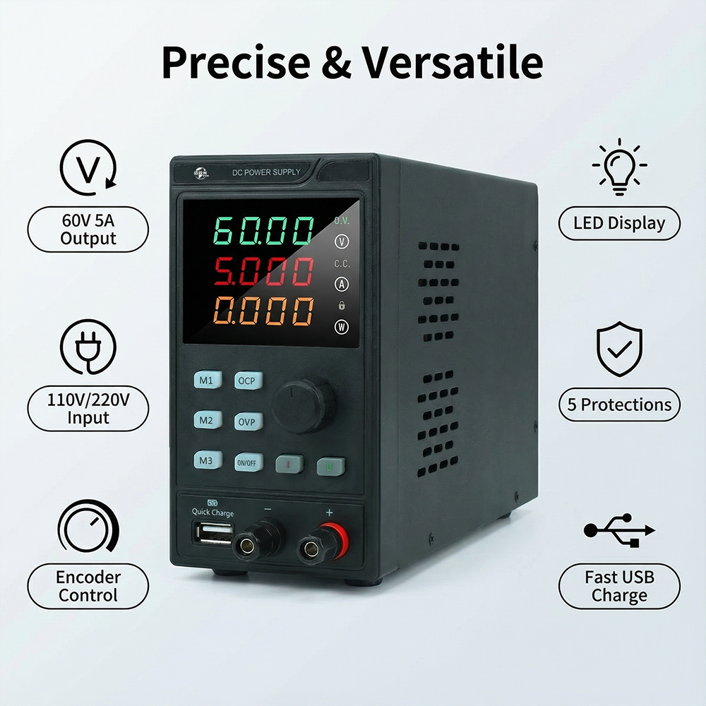 MYAMi 300W Single Output Programmable Adjustable Bench DC Power Supply Variable 30V 5A 10A Digital Display OVP/OCP protection