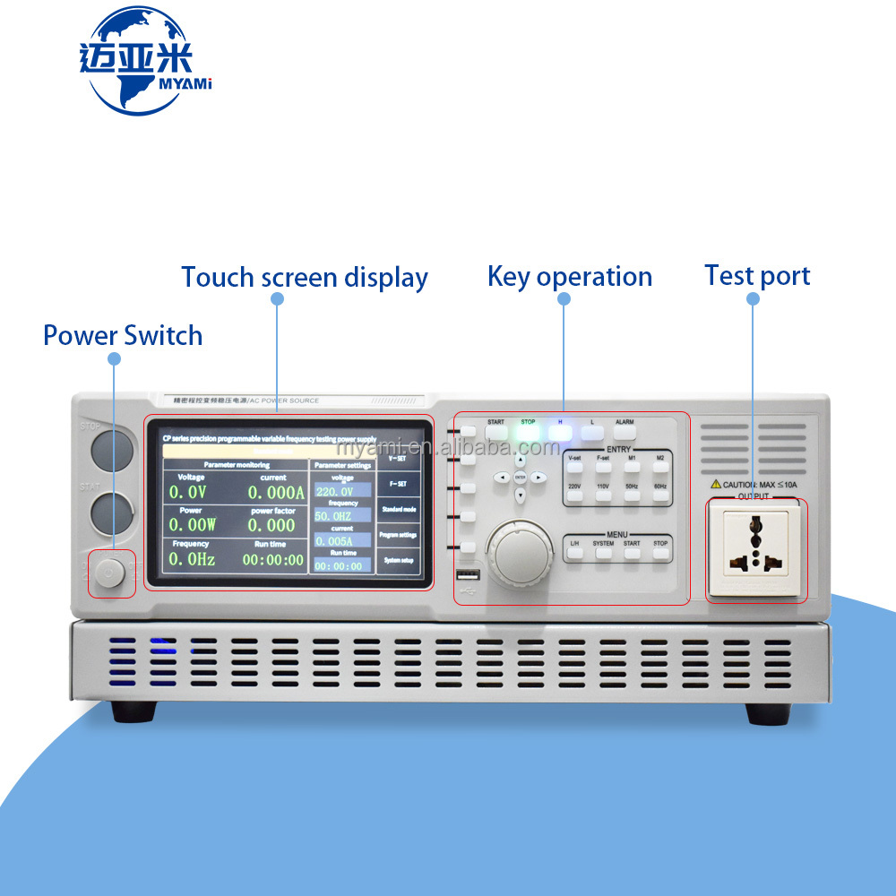 MYAMI MY-70D30 3000VA 3KVA 45Hz 400Hz 0-300V Adjustable Single Phase Lab Variable Frequency Bench Programmable AC Power Supply