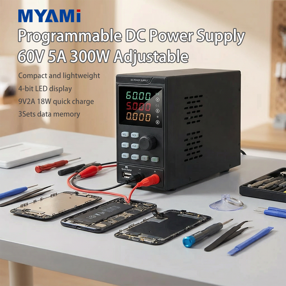 MYAMi 300W Single Output Programmable Adjustable Bench DC Power Supply Variable 30V 5A 10A Digital Display OVP/OCP protection