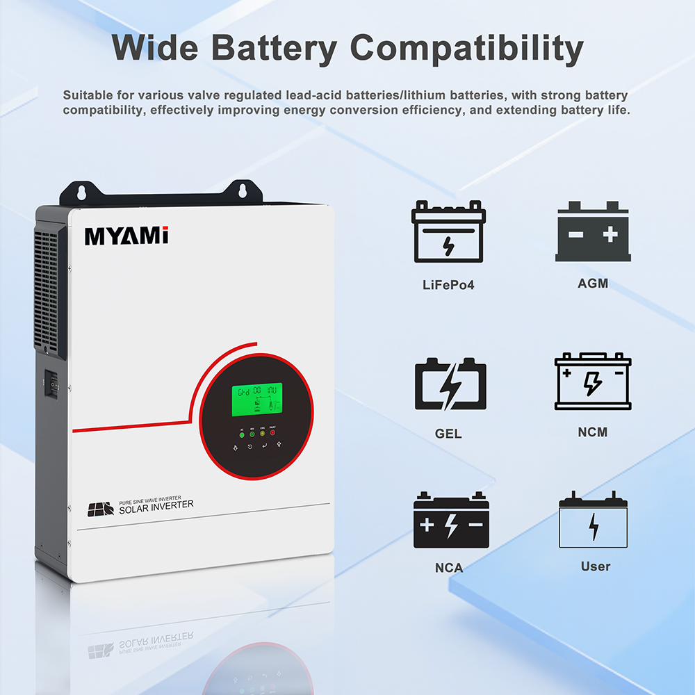 New Arrival MAYMI Single Phase 24V Hybrid Solar Inverter 3.3KW Residential PV Inverter Smart Control with 120A MPPT Controller