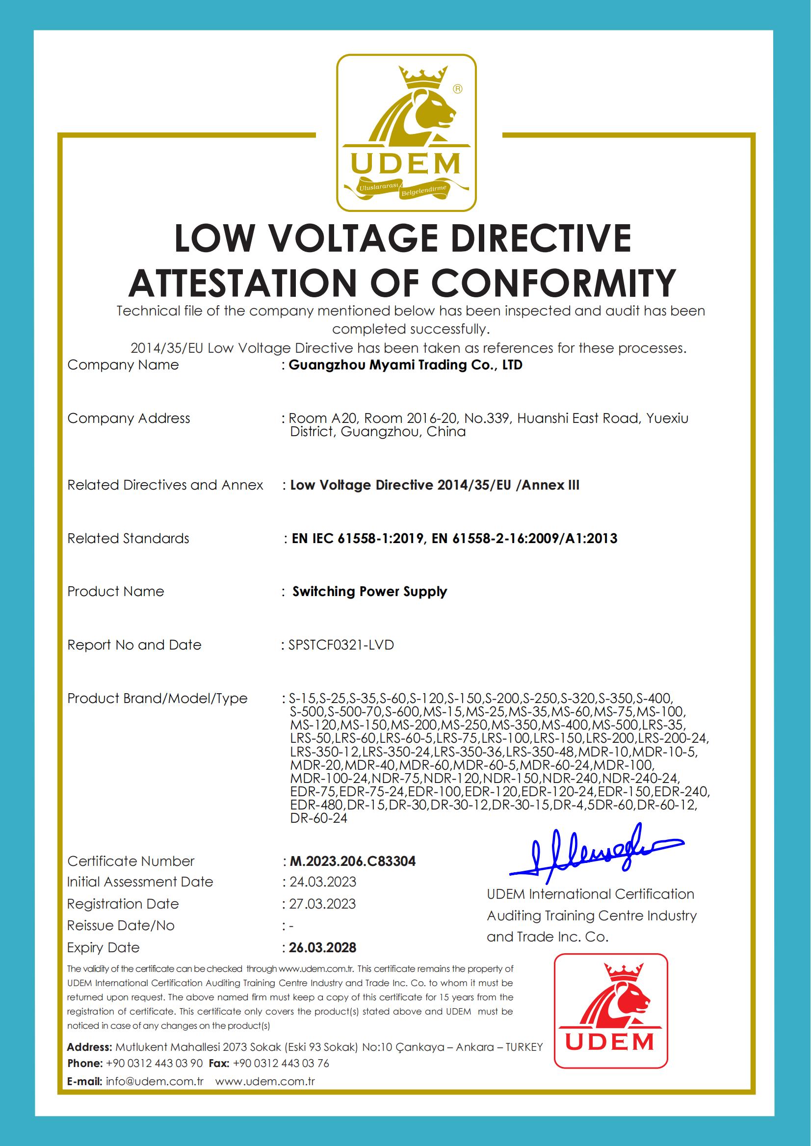 Our Certificate