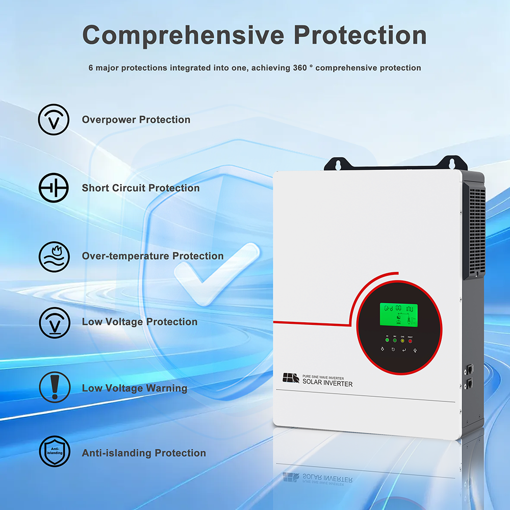 New Arrival MAYMI Single Phase 24V Hybrid Solar Inverter 3.3KW Residential PV Inverter Smart Control with 120A MPPT Controller