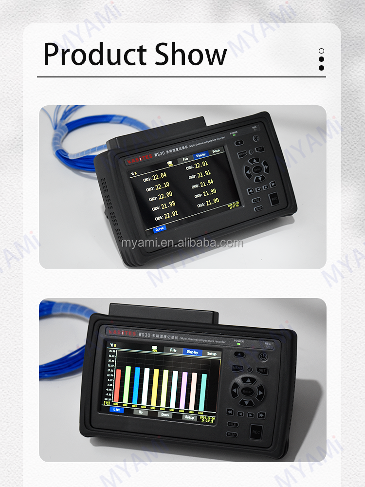 MYAMi WS30 Handheld Temperature Recorder 10 Channel Test Record Temperature Measurement Device High Precision 3 Display Modes