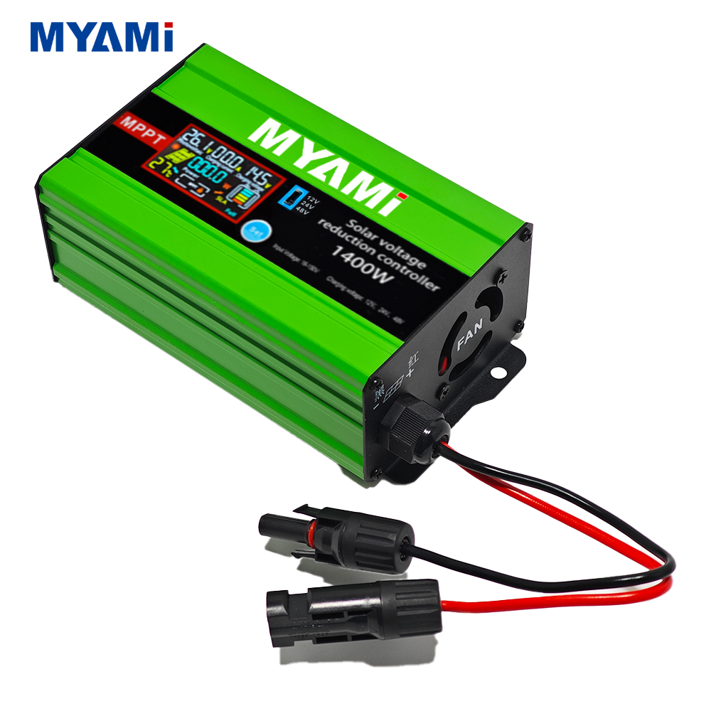 MYAMi MPPT Solar Buck Charge Controller 1400W 12V 24V 48V 25A LCD Solar Voltage Reduction Charging Controller Max 150V PV Input