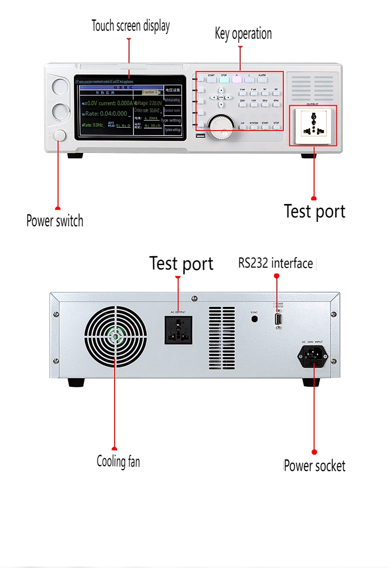 MYAMI Single Phase 3000VA 3KVA 45Hz 400Hz 0-300V Laboratory Touch Screen Programmable Variable Frequency Desktop AC Power Supply